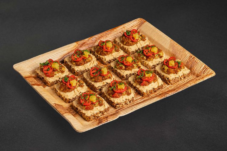 Vegane Smashed Falafel Schnittchen für Büro Catering in Berlin